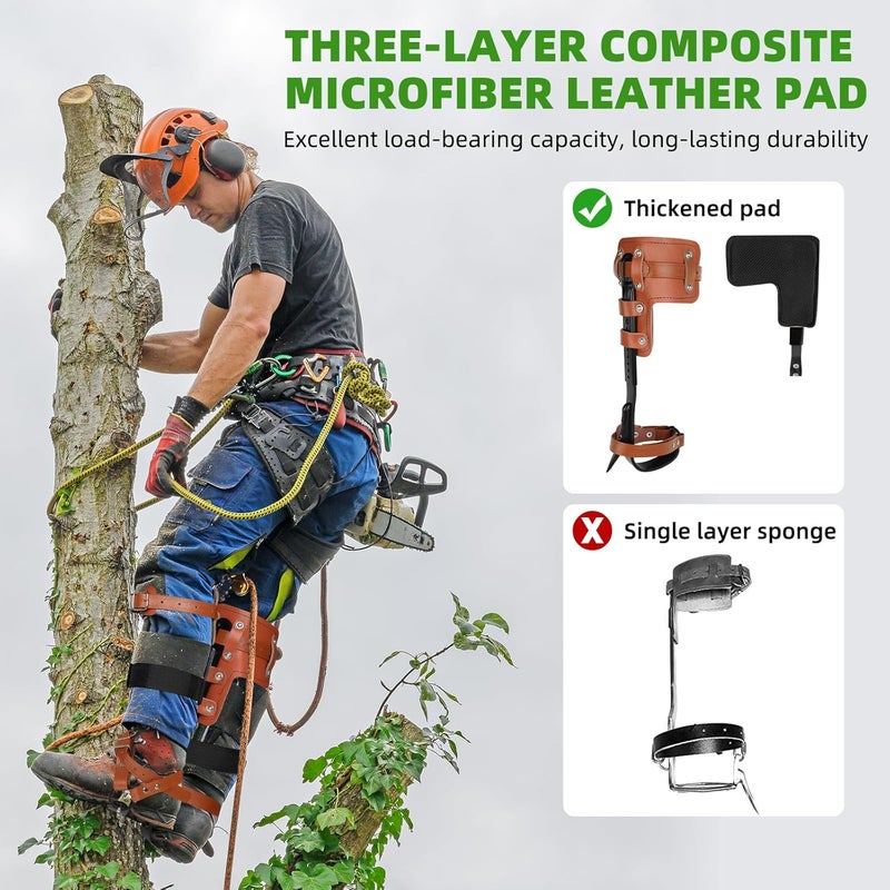 Xeoca Tree Climbing Spikes Set Tree Climbing Gear 1 Pair Alloy Steel Climbing Spurs 350lbs Load Capacity Arborist Equipment for Climbers, Fruit Picking and Lumberjack - Image 3